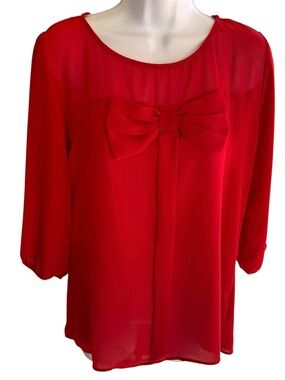 Love + Haight Women’s Red Bow-Detail Blouse